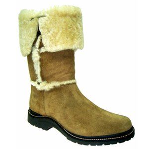 New  L.L.Bean Women's Khaki With Neutral Fur Leather Boots